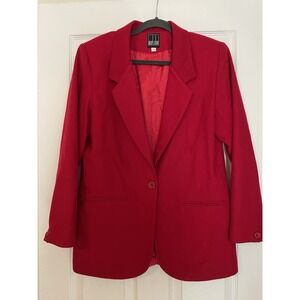 Wool blazer womens 8 Small Red One Button  Jacket Mark Alan Classic Old Money
